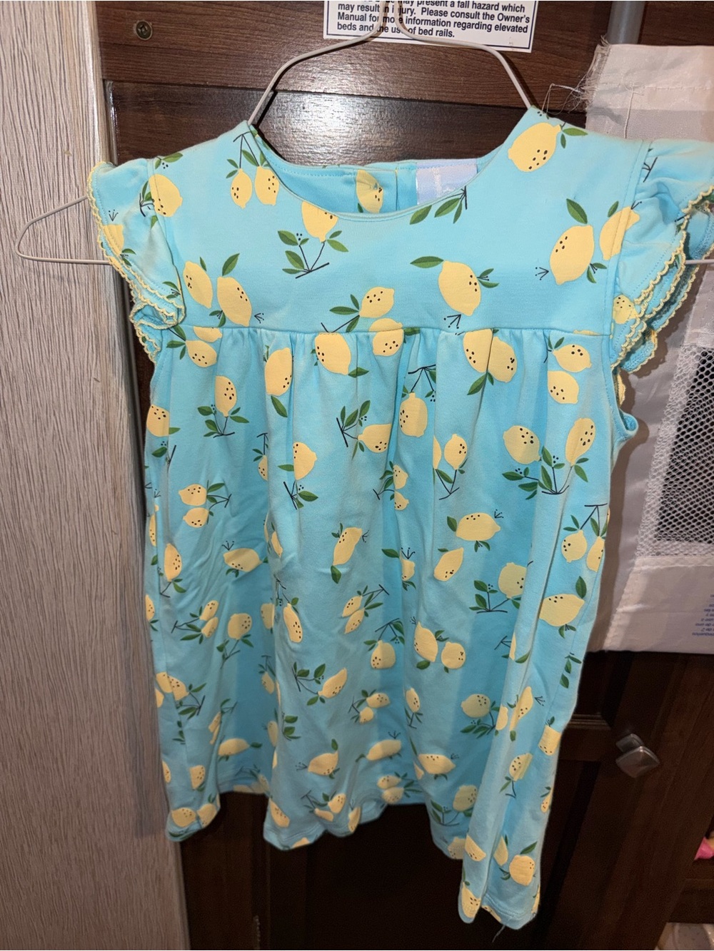 bella bliss | Aqua Dress with Yellow Lemon Print, size 5